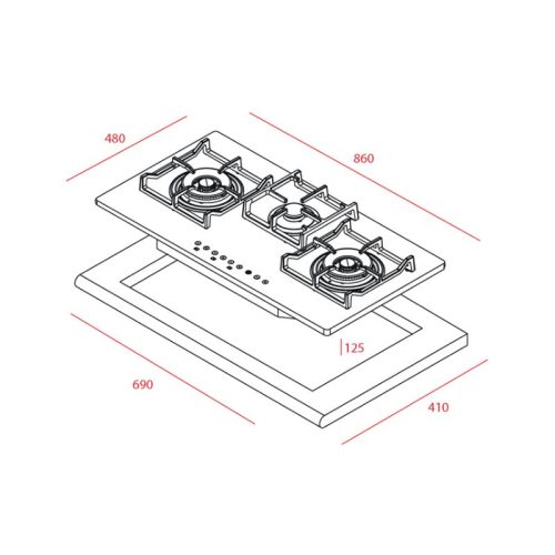 Kích thước bếp ga TEKA GT LUX 86 3G AL AL