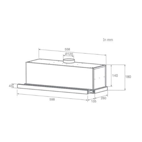 Kích thước máy hút mùi âm tủ Brandt AT1460X