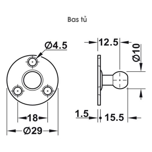 Pittong đẩy cánh tủ 80N Hafele 373.82.907 7 Bas tủ pittong đẩy cánh tủ 80N Hafele 373.82.907