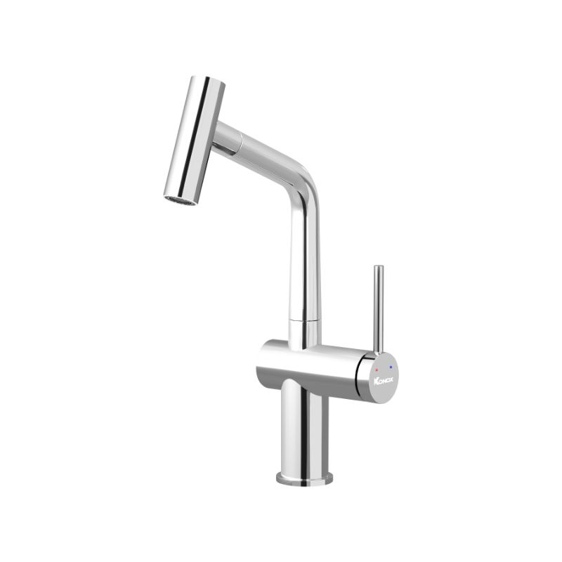 Vòi rửa bát nóng lạnh Konox Volta Chrome có dây rút Vòi rửa bát nóng lạnh Konox Volta Chrome có dây rút