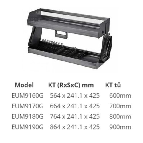 Kích thước giá nâng hạ Eurogold EUM9160G