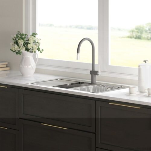 Vòi rửa bát nóng lạnh Konox Resta Grey có dây rút 3 Ảnh vòi rửa bát nóng lạnh Konox Resta Grey có dây rút