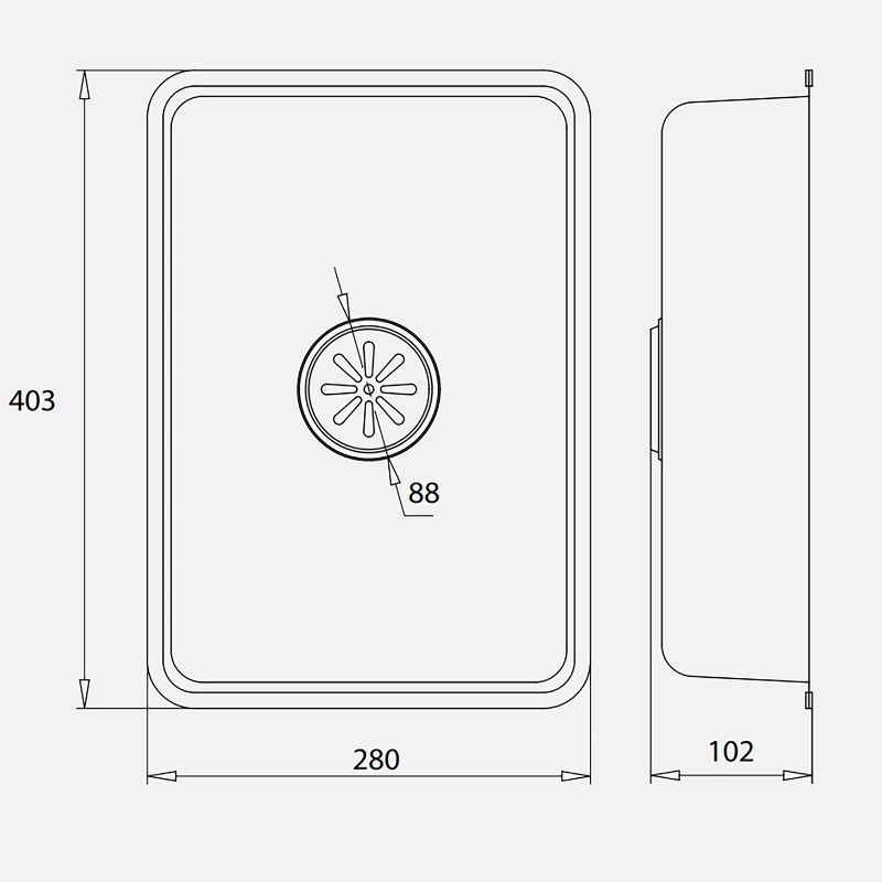 Kích thước chậu rửa phụ inox Kluger KSWB-402FS Kích thước chậu rửa phụ inox Kluger KSWB-402FS