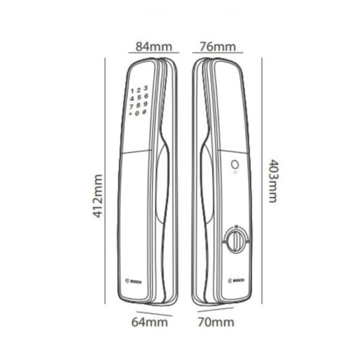 Kích thước khóa cửa thông minh Bosch EL800X EU Gray