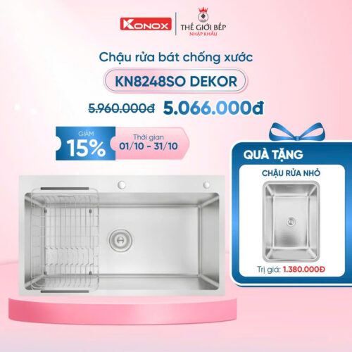 Chậu rửa bát inox 1 hố Konox KN8248SO Dekor
