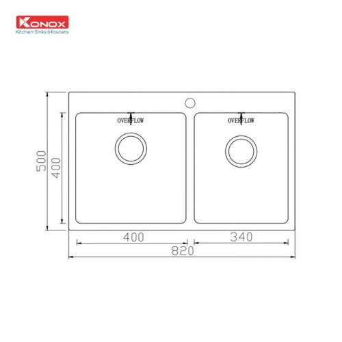 Chậu rửa bát Konox Unico 8250 4 Kích thước chậu rửa bát Konox Unico 8250