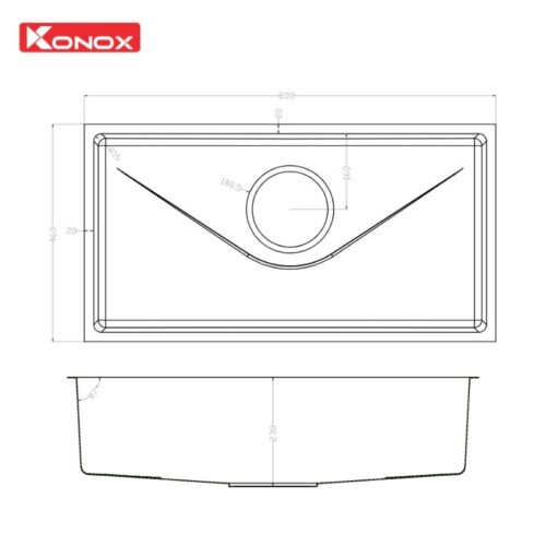 Chậu rửa bát inox 1 hố Konox TARI 800SM 4 kich thuoc chau rua bat inox 1 ho konox tari 800sm