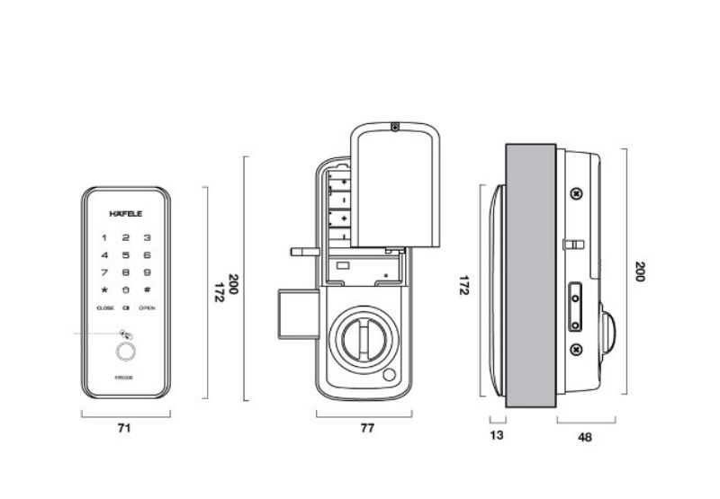 Khóa điện tử Hafele Digital door lock ER5100 with batt 912.20.224 4 Khóa điện tử Hafele Digital door lock ER5100 with batt 912.20.224 - Ảnh 2