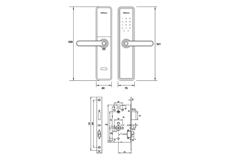 Khóa điện tử Hafele DL7600 BLE màu đồng 912.20.231 4 Khóa điện tử Hafele DL7600 BLE màu đồng 912.20.231 - Ảnh 2