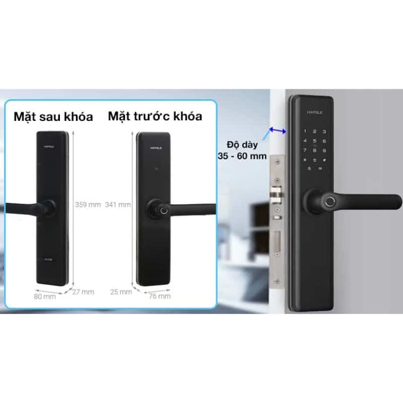 Khóa điện tử Hafele DL7600 Đen Không Pin 912.20.237 5 Thiết kế Khóa điện tử Hafele DL7600 Đen Không Pin 912.20.237