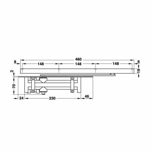 Tay đẩy hơi cùi chỏ lắp âm Hafele 931.84.087 5 Kích thước của Tay đẩy hơi cùi chỏ lắp âm Hafele 931.84.087
