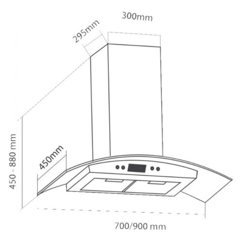 Máy hút khói khử mùi gắn tường Eurosun EH-90K06 3 Kích thước máy hút khói khử mùi gắn tường Eurosun EH-90K06