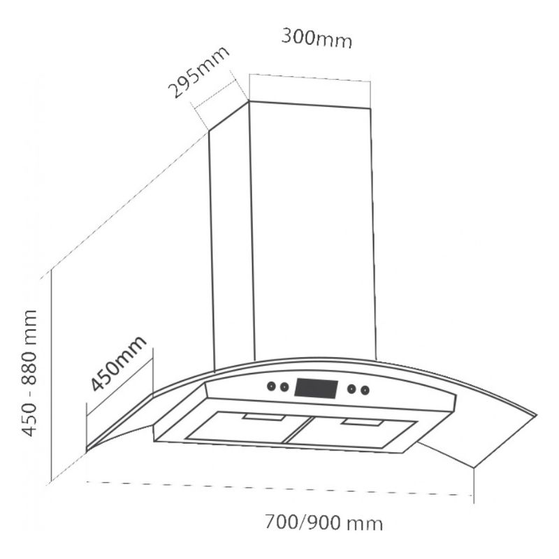 Kích thước máy hút khói khử mùi gắn tường Eurosun EH-90K06 Kích thước máy hút khói khử mùi gắn tường Eurosun EH-90K06