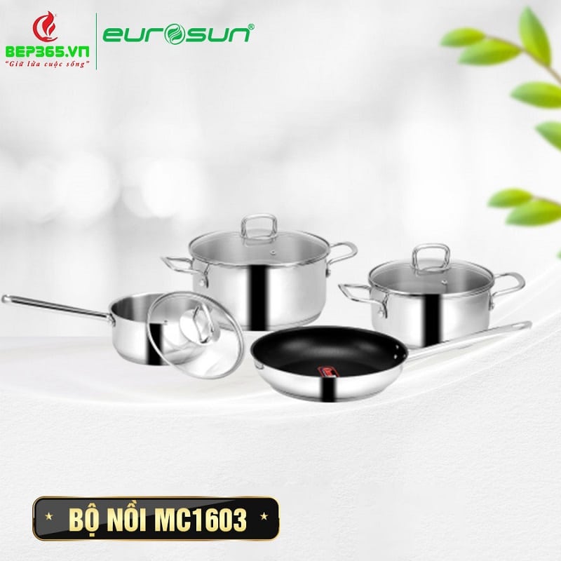 Bộ nồi inox Eurosun MC1603 Titanium Bộ nồi inox Eurosun MC1603 Titanium