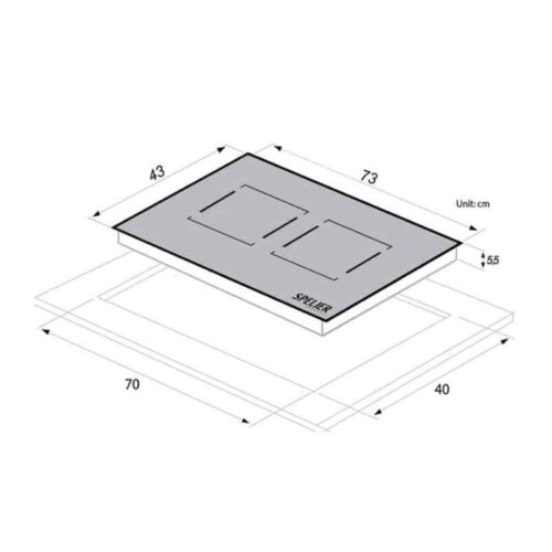 Bếp Từ Đôi Spelier SPM-528I Plus 4 Kích thước của Bếp Từ Đôi Spelier SPM-528I Plus