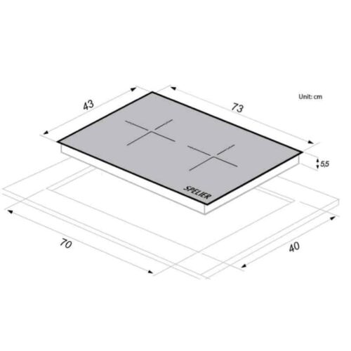 BẾP TỪ ĐÔI SPELIER SPM-728I Plus 4 Kích thước của BẾP TỪ ĐÔI SPELIER SPM-728I Plus