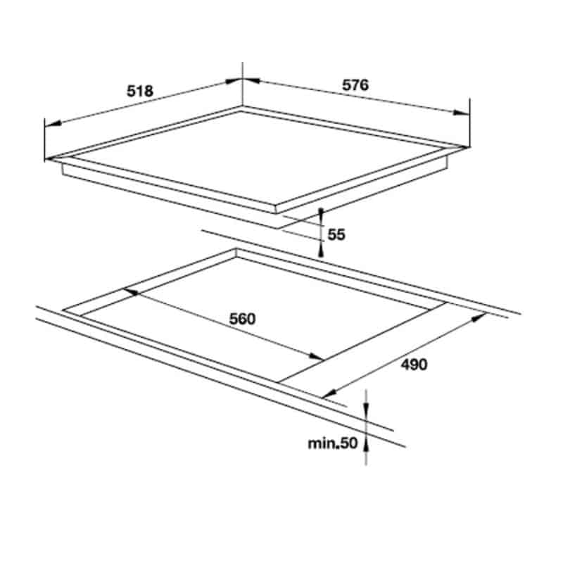 Kích thước bếp từ 4 vùng nấu Hafele HC-I604C 535.02.211 Kích thước bếp từ 4 vùng nấu Hafele HC-I604C 535.02.211