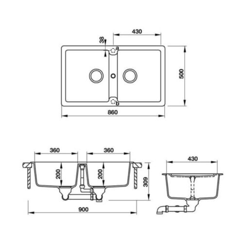 Chậu đá Hafele GALBA HS-GD8650 570.36.500 3 Chậu đá Hafele GALBA HS-GD8650 570.36.500
