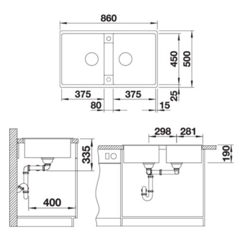 Kích thước chậu rửa chén bát Hafele 567.68.340 (không bao gồm siphon)