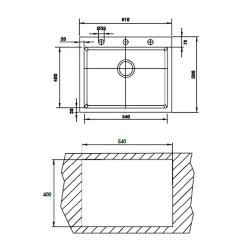 Kích thước chậu rửa chén bát Hafele HS G6150 565.84.271