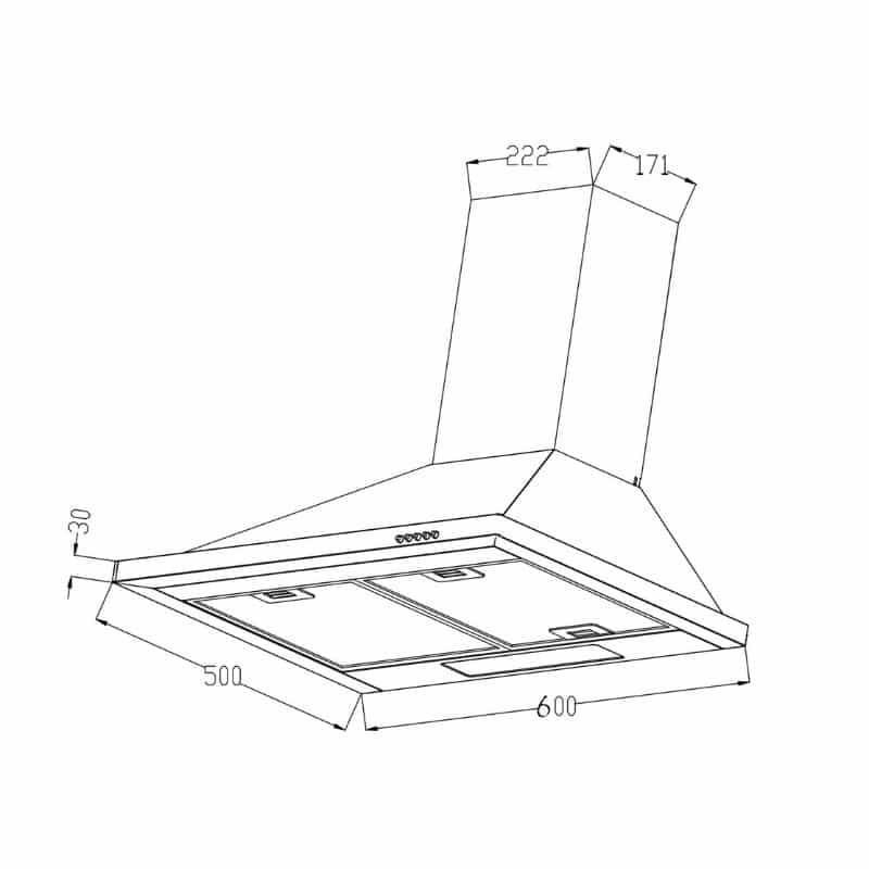 Kích thước của Máy hút mùi Chefs EH-R302E6 Kích thước của Máy hút mùi Chefs EH-R302E6