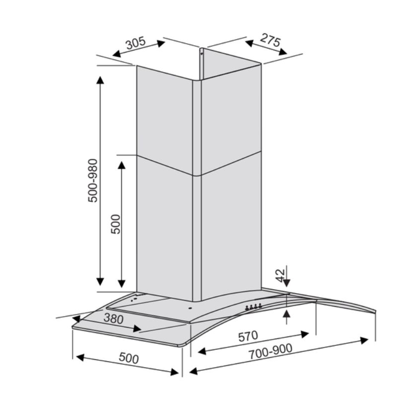 Kích thước máy hút mùi lorca TA-2001C-70 Kích thước máy hút mùi lorca TA-2001C-70