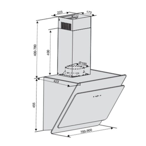 Máy hút mùi LORCA TA6008C 3 Kích thước máy hút mùi LORCA TA6008C