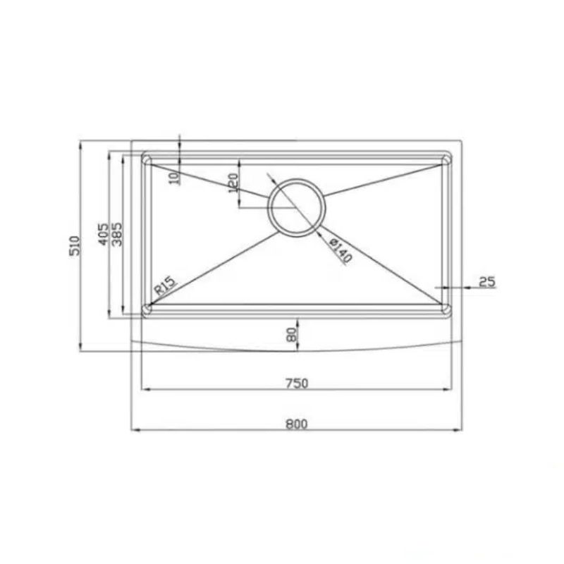 Kích thước chậu rửa bát Konox Workstation - Apron Sink KN8051AS Curve Kích thước chậu rửa bát Konox Workstation - Apron Sink KN8051AS Curve