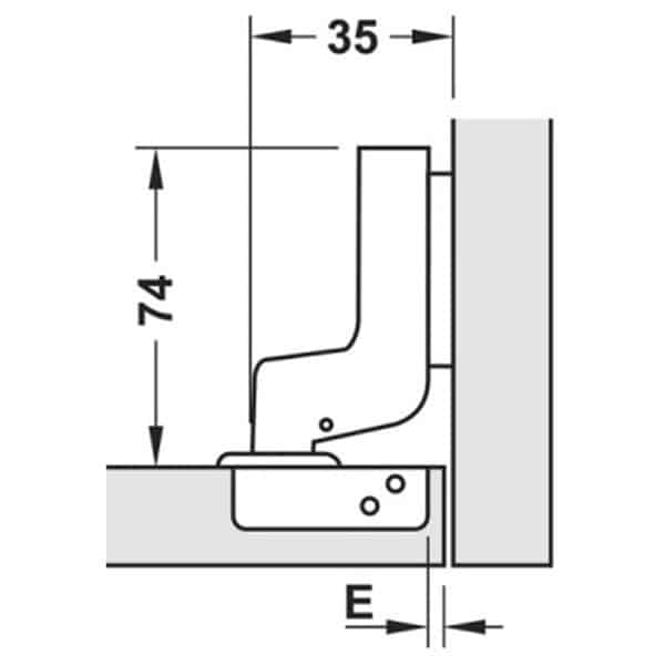 Kích thước của Bản lề lọt lòng Metalla SM 110º DIY Hafele 483.01.722 Kích thước của Bản lề lọt lòng Metalla SM 110º DIY Hafele 483.01.722