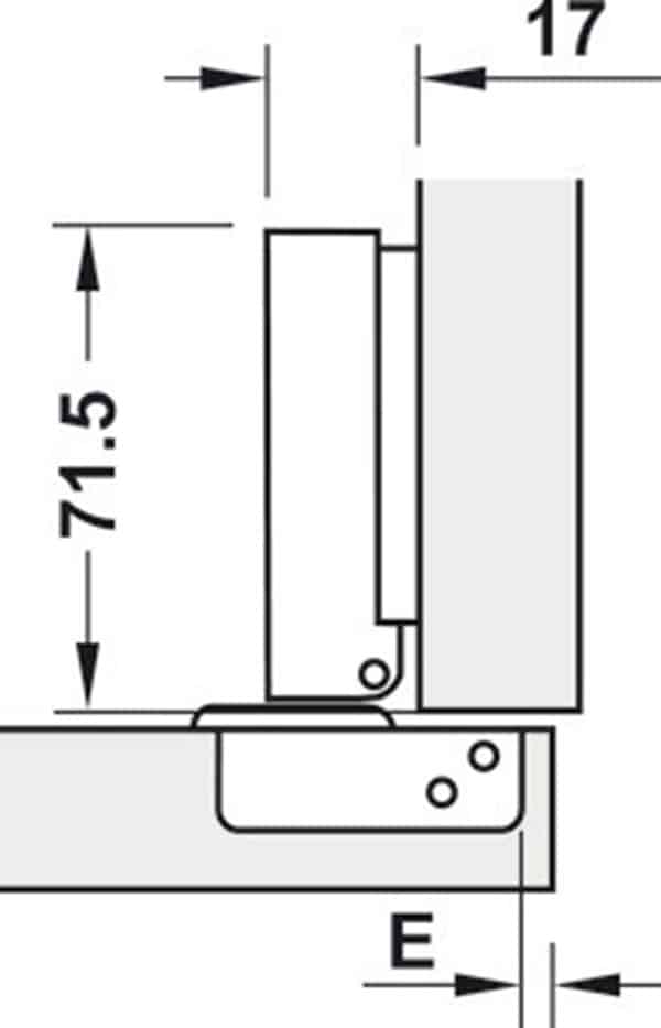 Kích thước của Bản lề trùm ngoài Metalla SM 95º Mini Hafele 311.04.440 Kích thước của Bản lề trùm ngoài Metalla SM 95º Mini Hafele 311.04.440