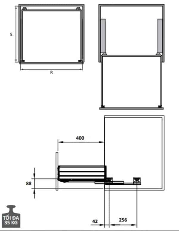 Kích thước của Bộ rổ bát đĩa Cucina Cappella 549.08.148 900mm Inox 304 Kích thước của Bộ rổ bát đĩa Cucina Cappella 549.08.148 900mm Inox 304