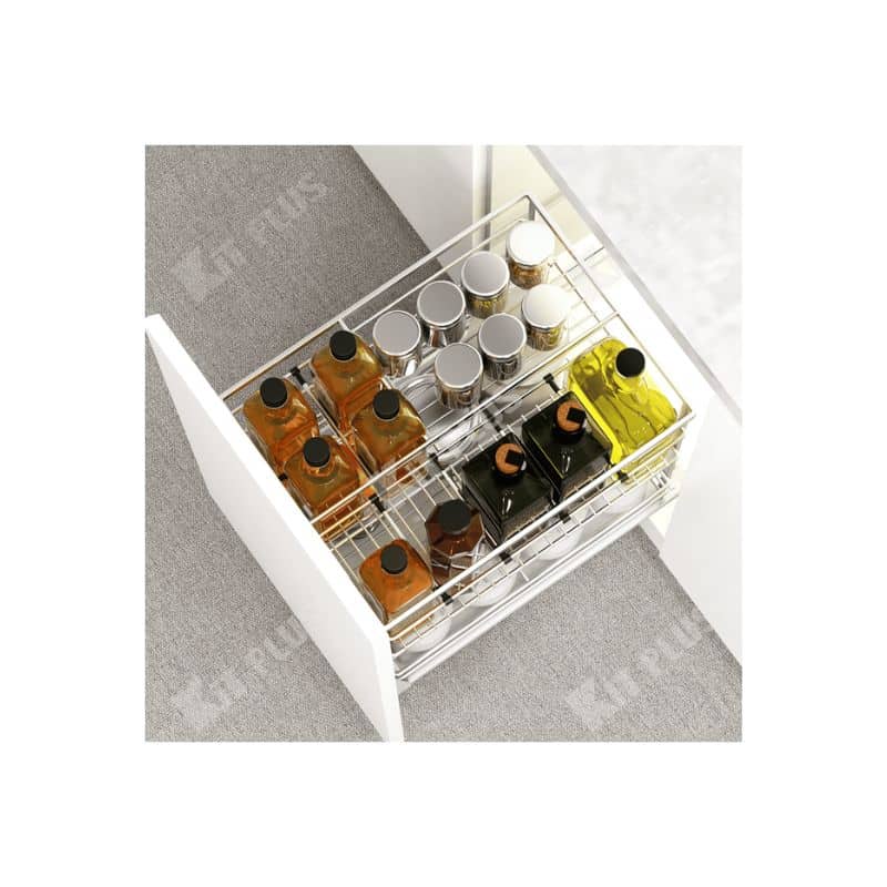 Giá để gia vị nan dẹt Inox mờ, ray giảm chấn Kit Plus DS.40 Giá để gia vị nan dẹt Inox mờ, ray giảm chấn Kit Plus DS.40