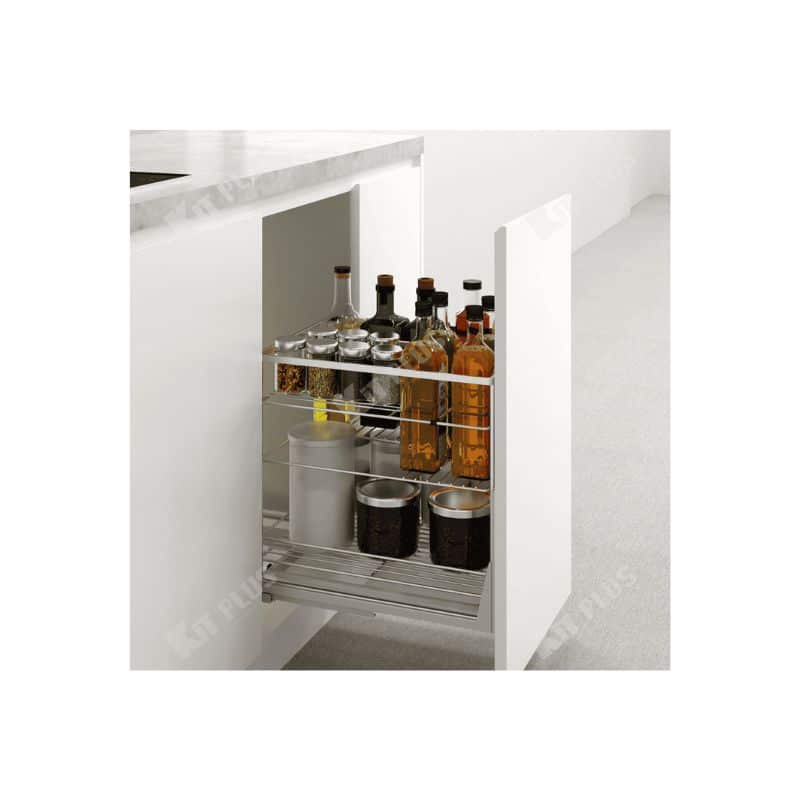 Giá để gia vị nan dẹt Inox mờ, ray giảm chấn Kit Plus DS.40 Giá để gia vị nan dẹt Inox mờ, ray giảm chấn Kit Plus DS.40