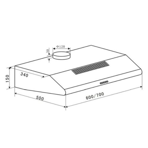 Máy hút khử mùi âm tủ Eurosun EH-70CF19S 5 Kích thước máy hút khử mùi âm tủ Eurosun EH-70CF19S