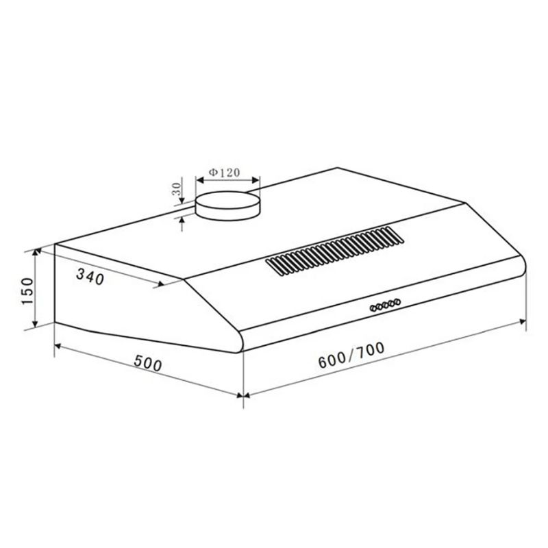 Kích thước máy hút khử mùi âm tủ Eurosun EH-70CF19S Kích thước máy hút khử mùi âm tủ Eurosun EH-70CF19S
