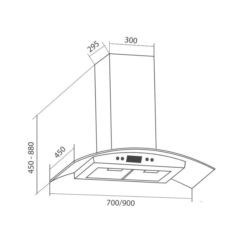 Kích thước máy hút khử mùi áp tường Eurosun EH-70K06S Kích thước máy hút khử mùi áp tường Eurosun EH-70K06S