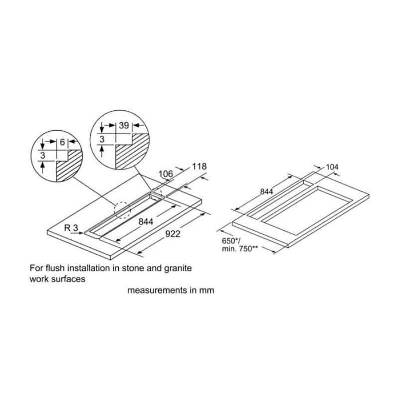 Kích thước lắp máy hút mùi Bosch DDD97BM60B Kích thước lắp máy hút mùi Bosch DDD97BM60B