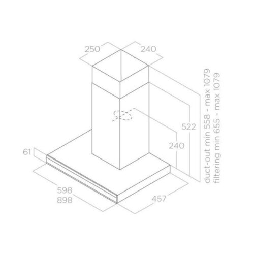 Máy hút mùi áp tường Elica ADÉLE BL MAT/A/90 PRF0167317 5 Kích thước máy hút mùi áp tường Elica ADÉLE BL MAT/A/90 PRF0167317