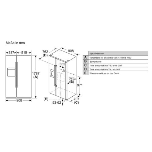 Tủ lạnh Side By Side Bosch KAD93ABEP series 6 9 kich thuoc bosch kad93abep