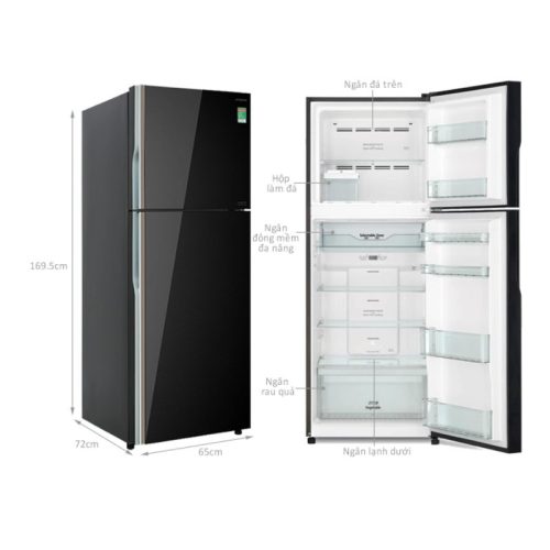 Tủ Lạnh 2 cánh Inverter 366 Lít Hitachi R-FVX480PGV9 GBK 5 kich thuoc tu lanh 2 canh inverter 366 lit hitachi r fvx480pgv9 gbk