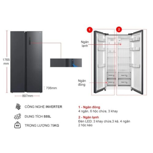 Tủ Lạnh 2 cánh side by side Inverter 555 Lít Toshiba GR-RS696WI-PMV(60)-AG 4 kich thuoc tu lanh 2 canh side by side inverter 555 lit toshiba gr rs696wi pmv60 ag