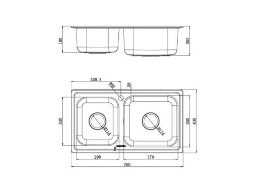Kích thước của Chậu rửa bát Malloca MS 2076EP