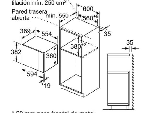 Lò vi sóng âm tủ Bosch BEL554MB0 4 Kích thước của Lò vi sóng âm tủ Bosch BEL554MB0
