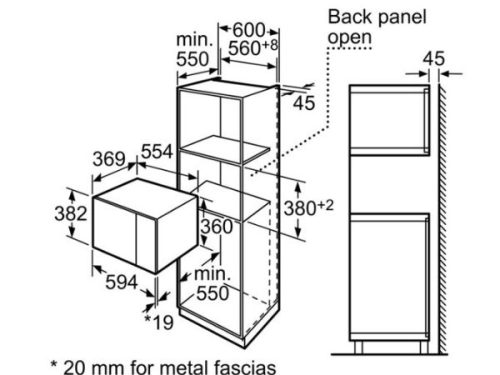 Lò vi sóng Bosch HMT75M654B 4 Kích thước của Lò vi sóng Bosch HMT75M654B