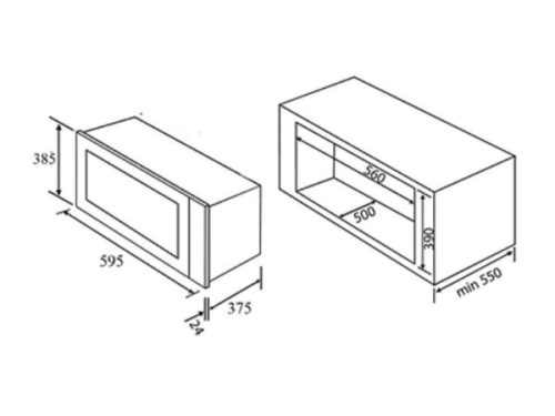 Kích thước của Lò vi sóng Malloca MW 25.5 - ESP