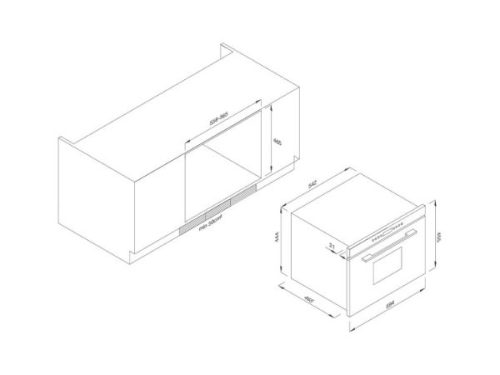 Kích thước của Lò vi sóng Malloca MW35-IX03 Kính Đen