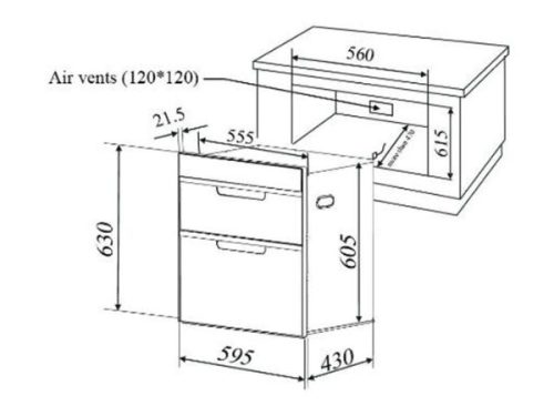 Máy sấy bát Malloca MDC-11E 3 Kích thước của Máy sấy bát Malloca MDC-11E
