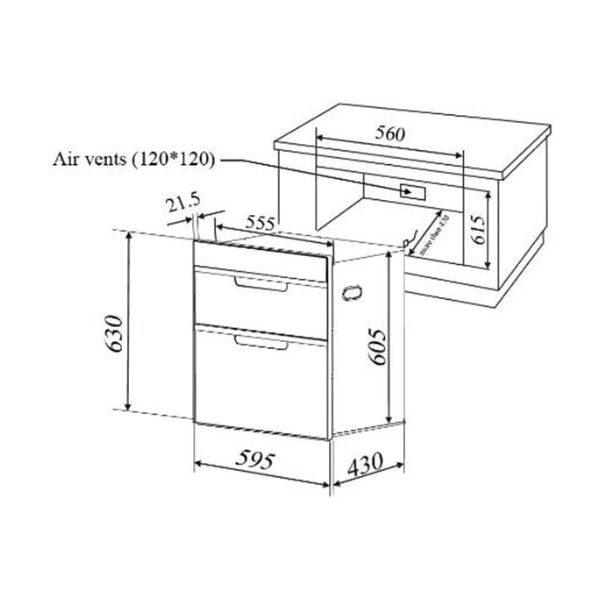 Kích thước của Máy sấy bát Malloca MDC-11E Kích thước của Máy sấy bát Malloca MDC-11E