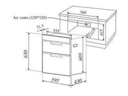 Máy sấy bát Malloca MDC-21C 3 Kích thước của Máy sấy bát Malloca MDC-21C