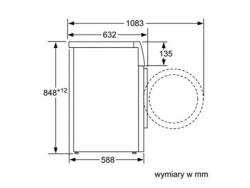 Kích thước của Máy sấy quần áo Bosch WTW85560BY